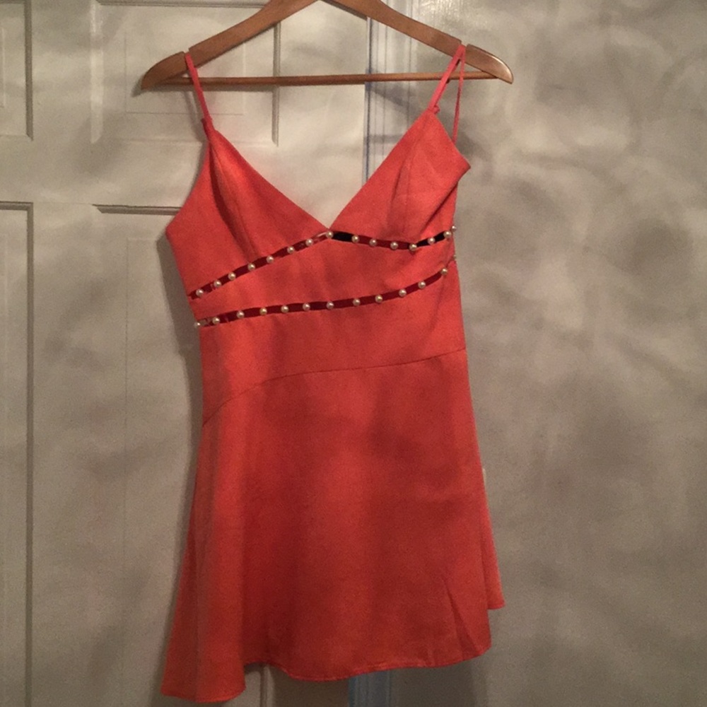 Brand-new Orange NBD dress with pearls!
